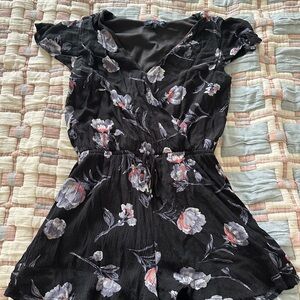 Floral Black Romper